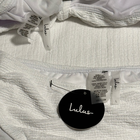 NWT and Liner - Lulus White Made For Sun Tie-Front and High-Waisted Bikini L - Picture 3 of 3